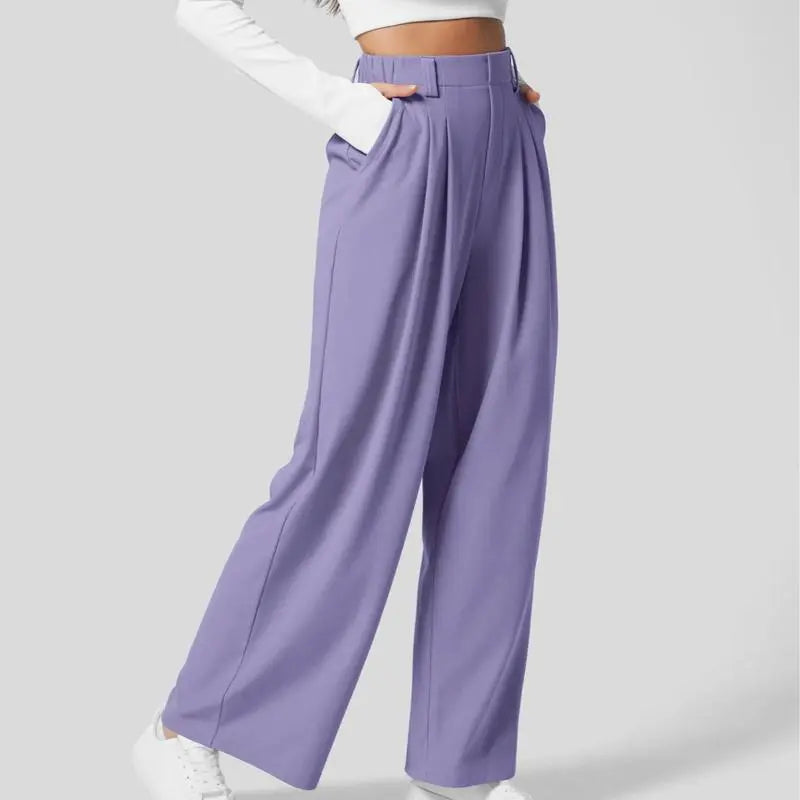 Flex High Waisted Pocket Wide Leg Waffle Work Pants