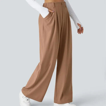 Flex High Waisted Pocket Wide Leg Waffle Work Pants