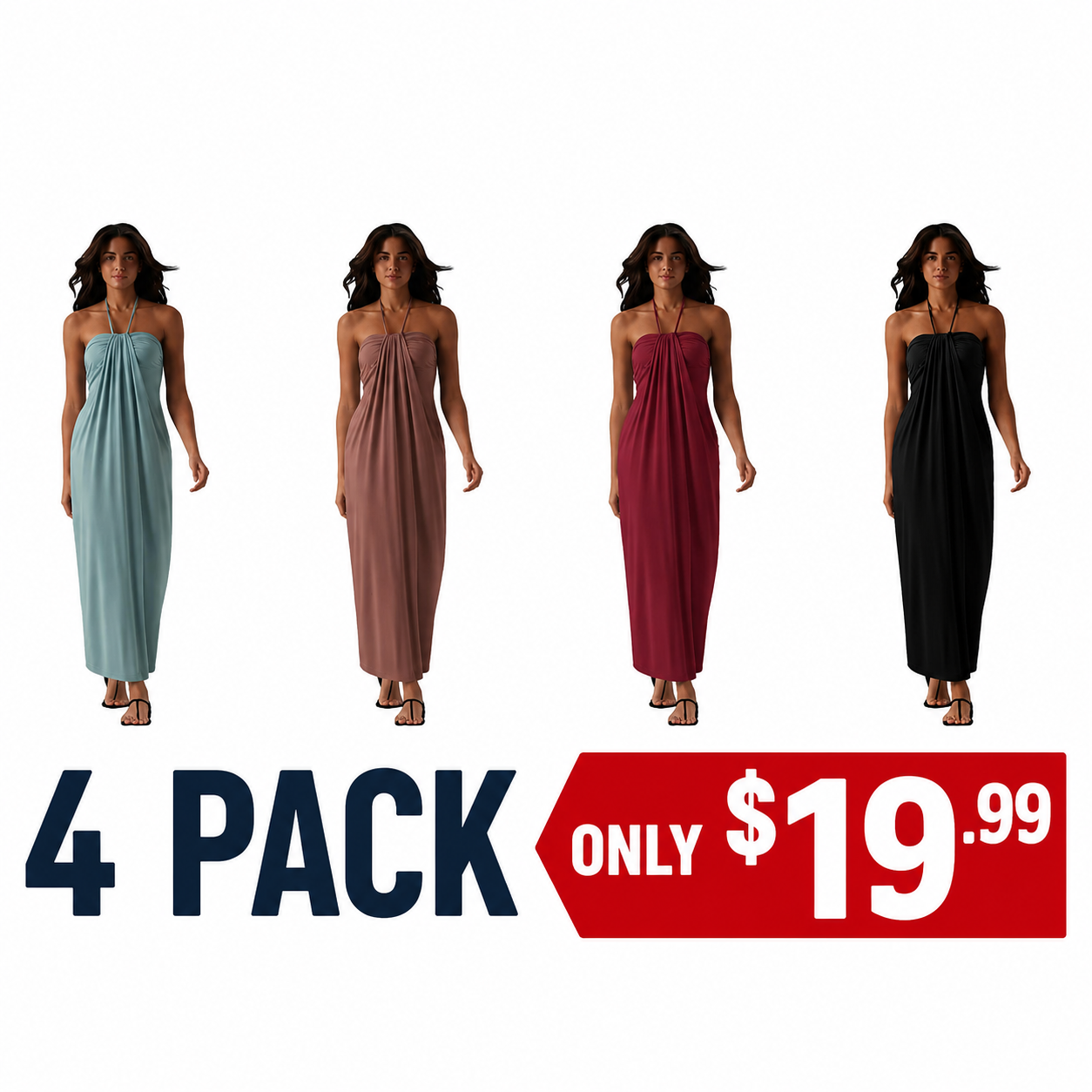 Halter Tie Back Maxi Dress with Pockets
