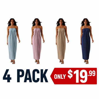 Halter Tie Back Maxi Dress with Pockets