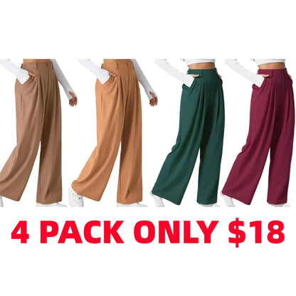 Flex High Waisted Pocket Wide Leg Waffle Work Pants