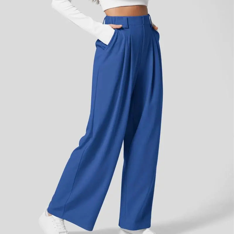 Flex High Waisted Pocket Wide Leg Waffle Work Pants