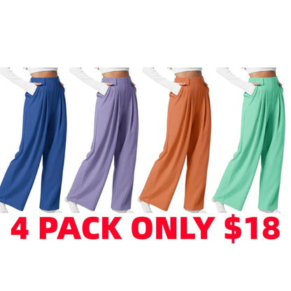 Flex High Waisted Pocket Wide Leg Waffle Work Pants
