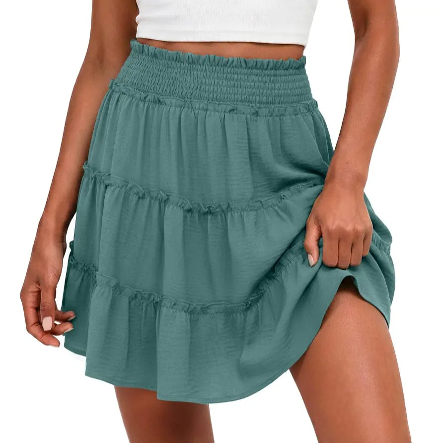 55K+ SOLD!✨🔥Women's Boho Floral Skorts, Flowy Tiered Ruffle Elastic-Waist Bottoms with Built-in Shorts and Pockets, Casual Style