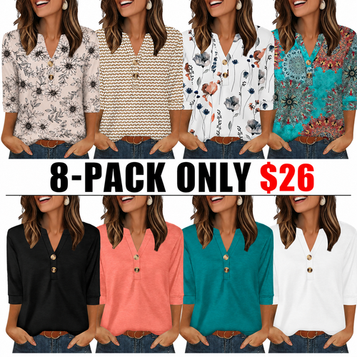 Womens Tops 3/4 Sleeve Heley Shirts for Women Summer Fashion Blouses