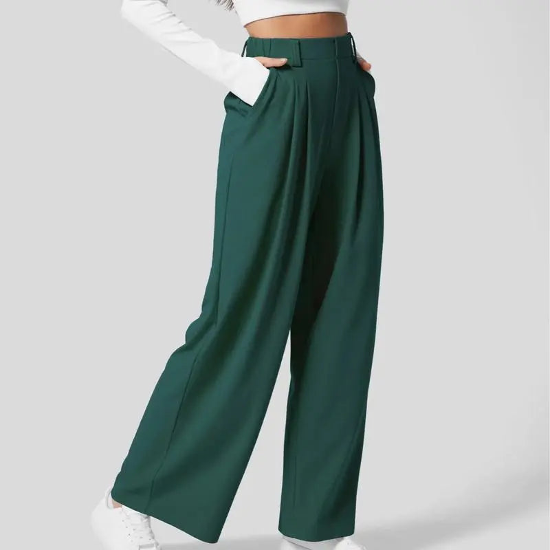 Flex High Waisted Pocket Wide Leg Waffle Work Pants