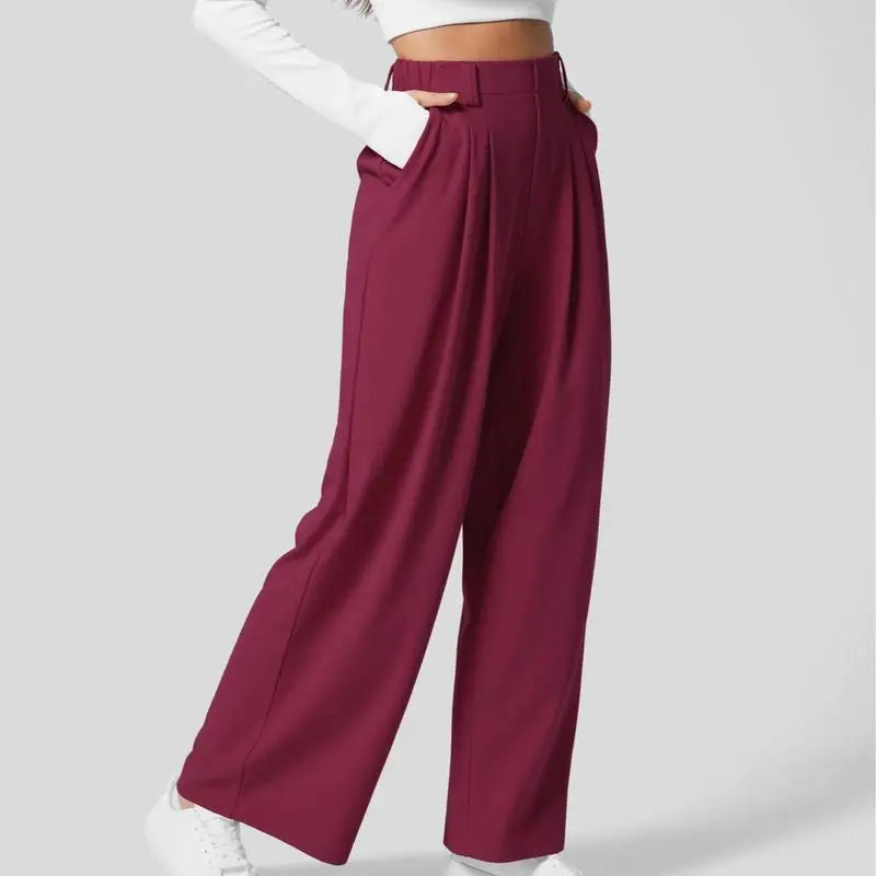 Flex High Waisted Pocket Wide Leg Waffle Work Pants